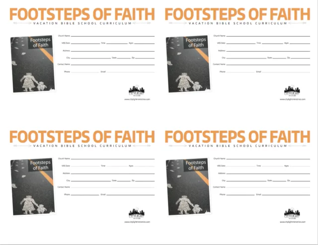 Footsteps of Faith VBS curriculum poster & invitation