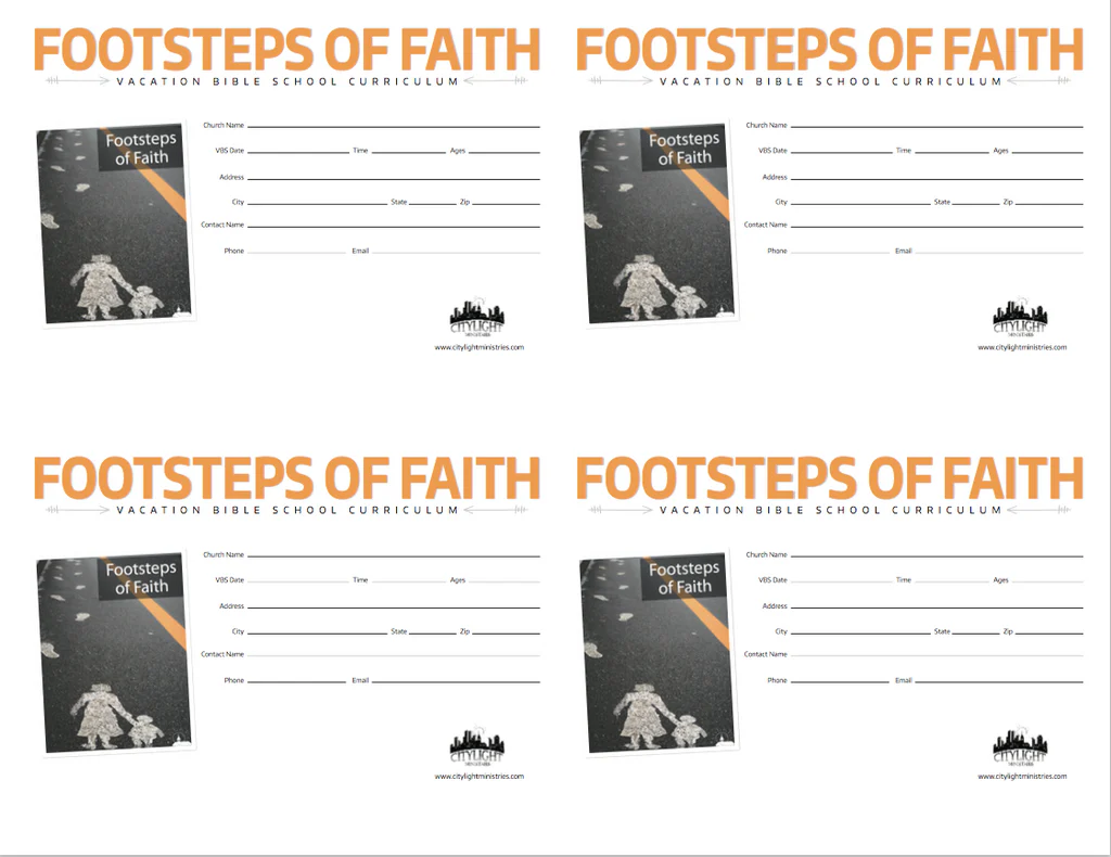 Footsteps of Faith VBS curriculum poster & invitation