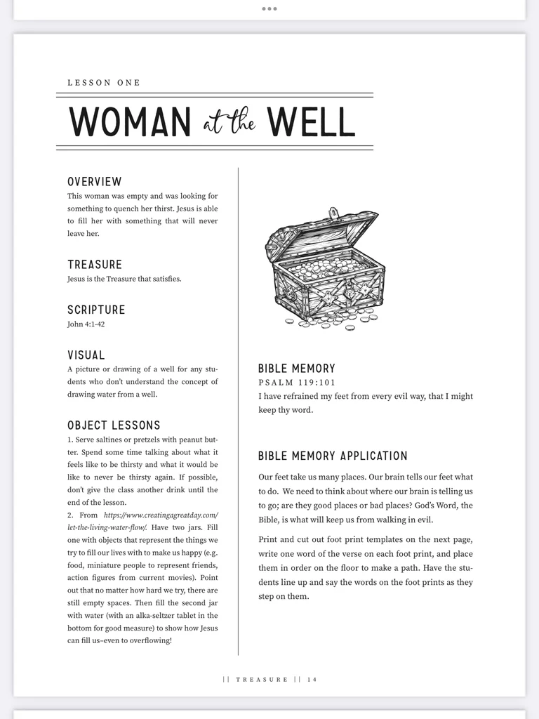 Treasure VBS Curriculum lesson sample