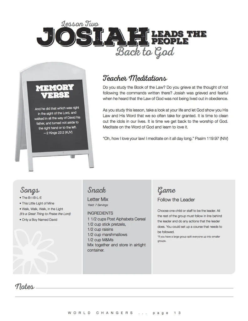 World Changers VBS curriculum lesson sample